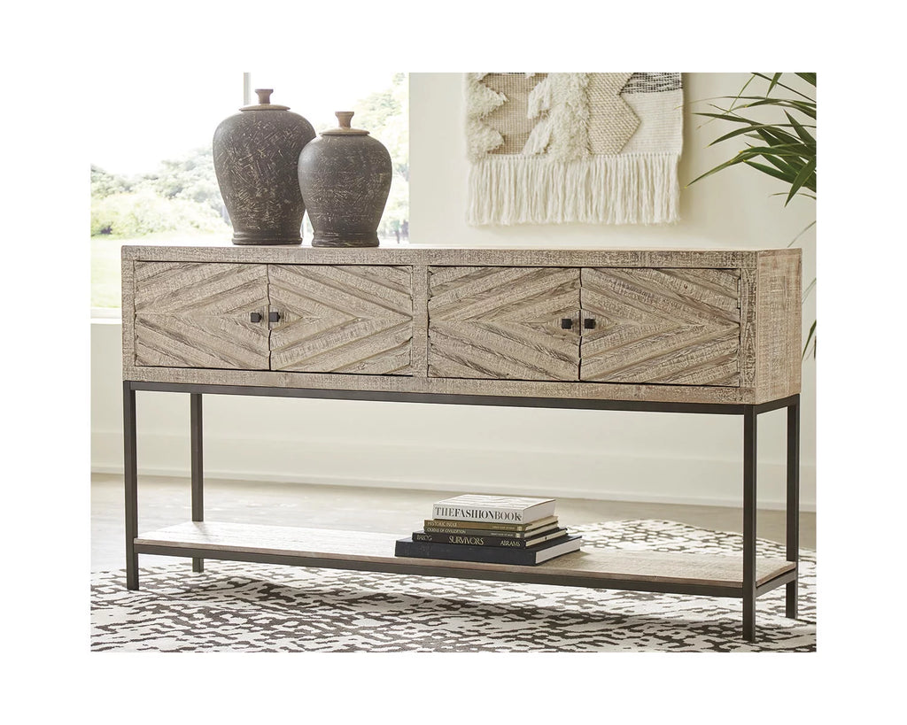 Distressed White Sofa Console Table N584515