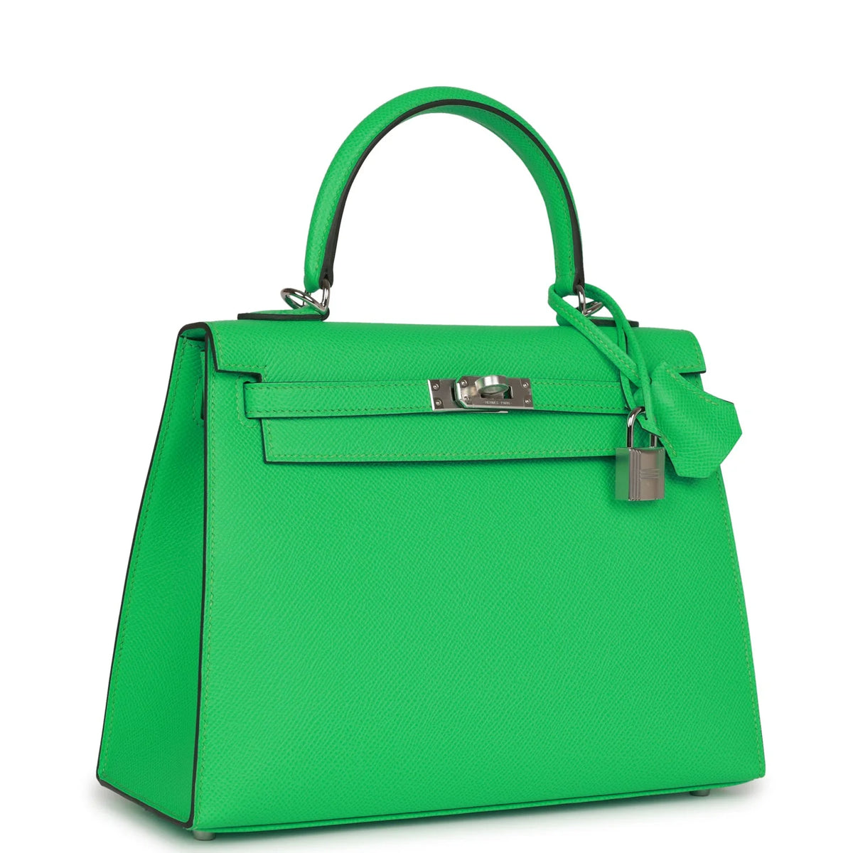 Kelly 25 Vert Comics Epsom Palladium Hardware Handbag Y46118