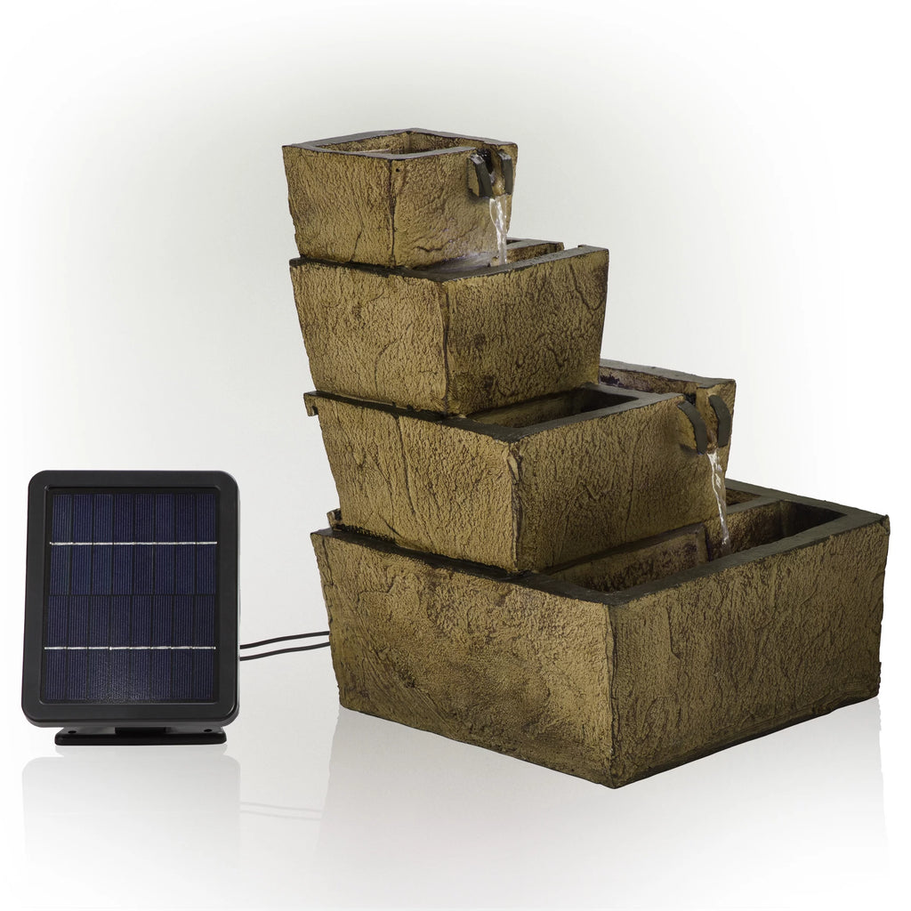 17" Tall Solar Tiered Fountain with LED Lights T723501