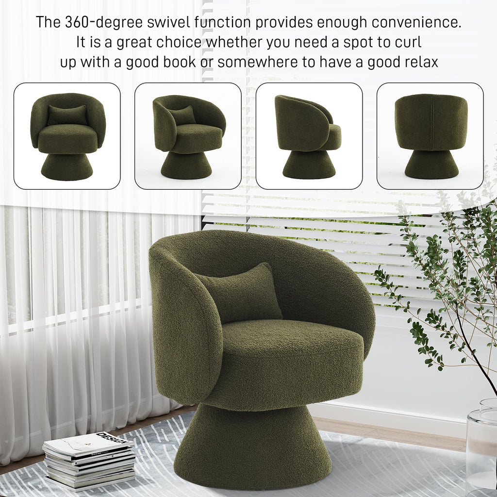 Set of 2 Teddy Fabric Swivel Barrel Chairs N325