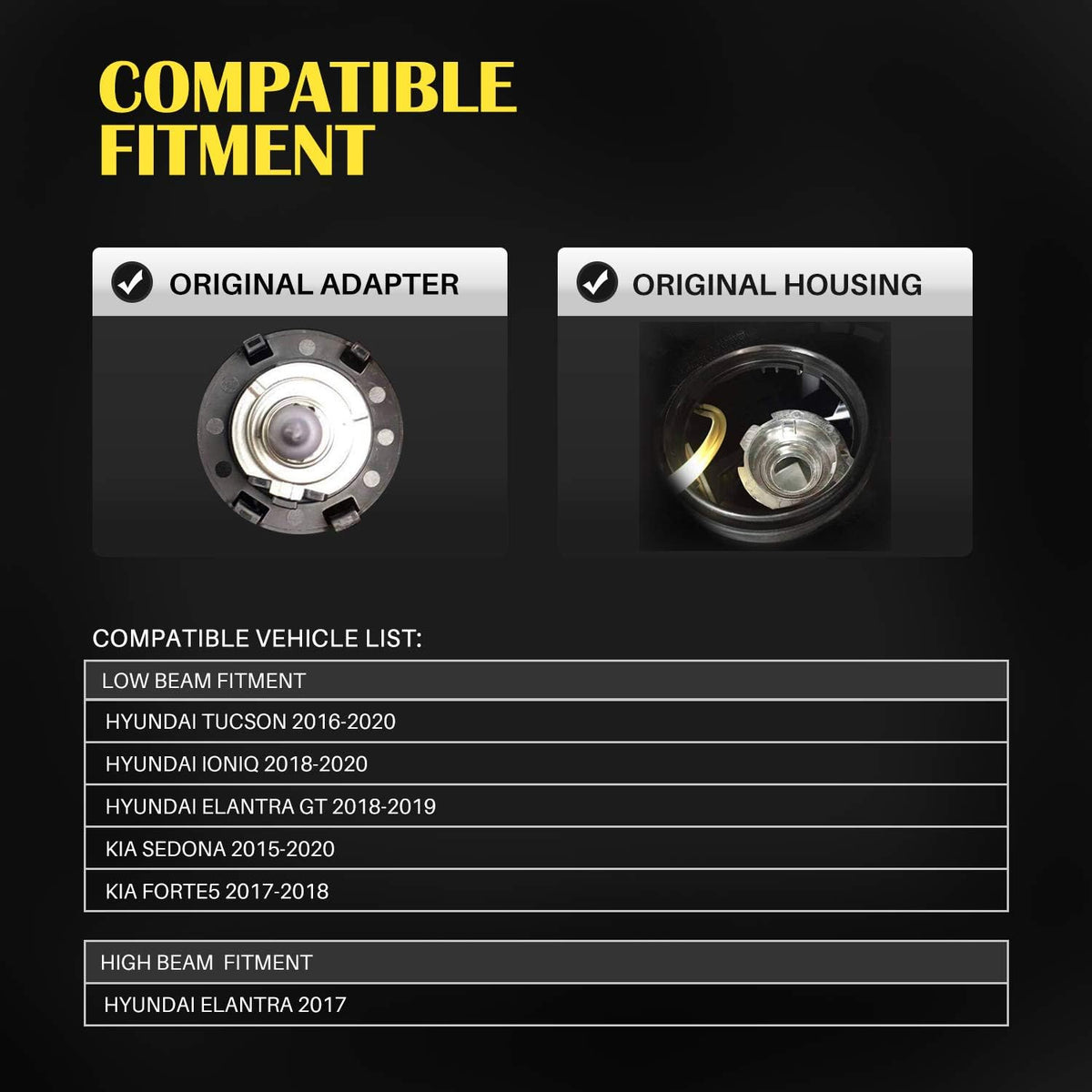 H7 LED Headlight Bulbs with Car Specific Adapters (2 Pack) V59511