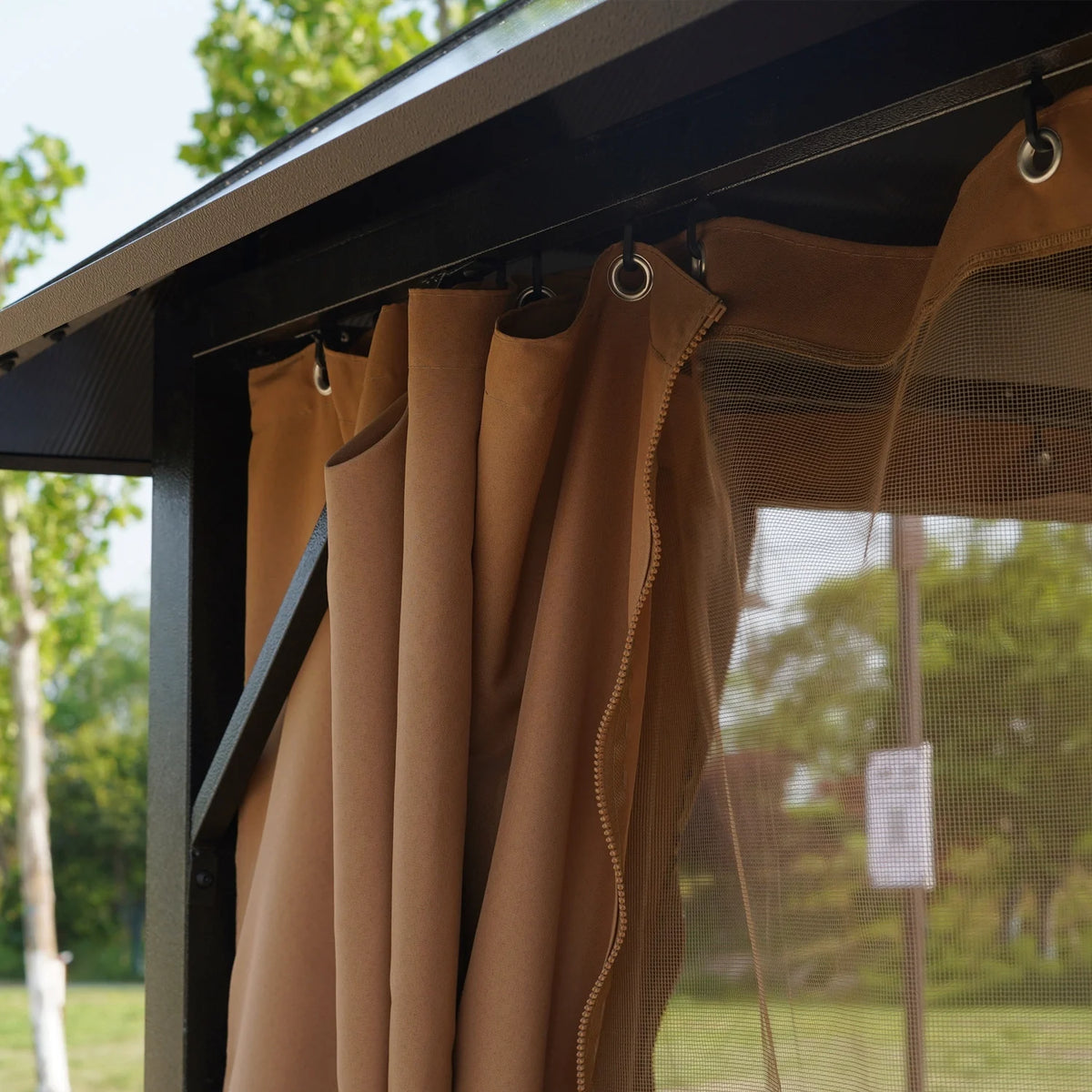 10' x 10' Outdoor Hardtop Gazebo with Netting and Curtains Z541