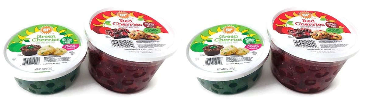 Red and Green Cherries Glace Candied Fruit Pack of 2 O67937