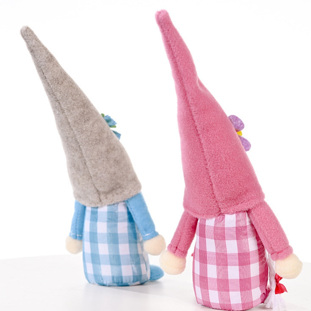 2pcs Flower Hat Faceless Doll Spring Gnome Elf Doll Handmade Rudolph Dwarf Doll R742414