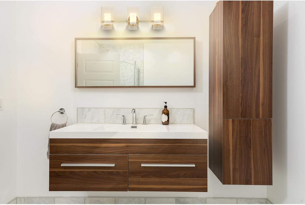 22 Inch 3 Lamp LED Glass Bathroom Vanity Light, 23W, 3000K, Brushed Nickel Finish R5261