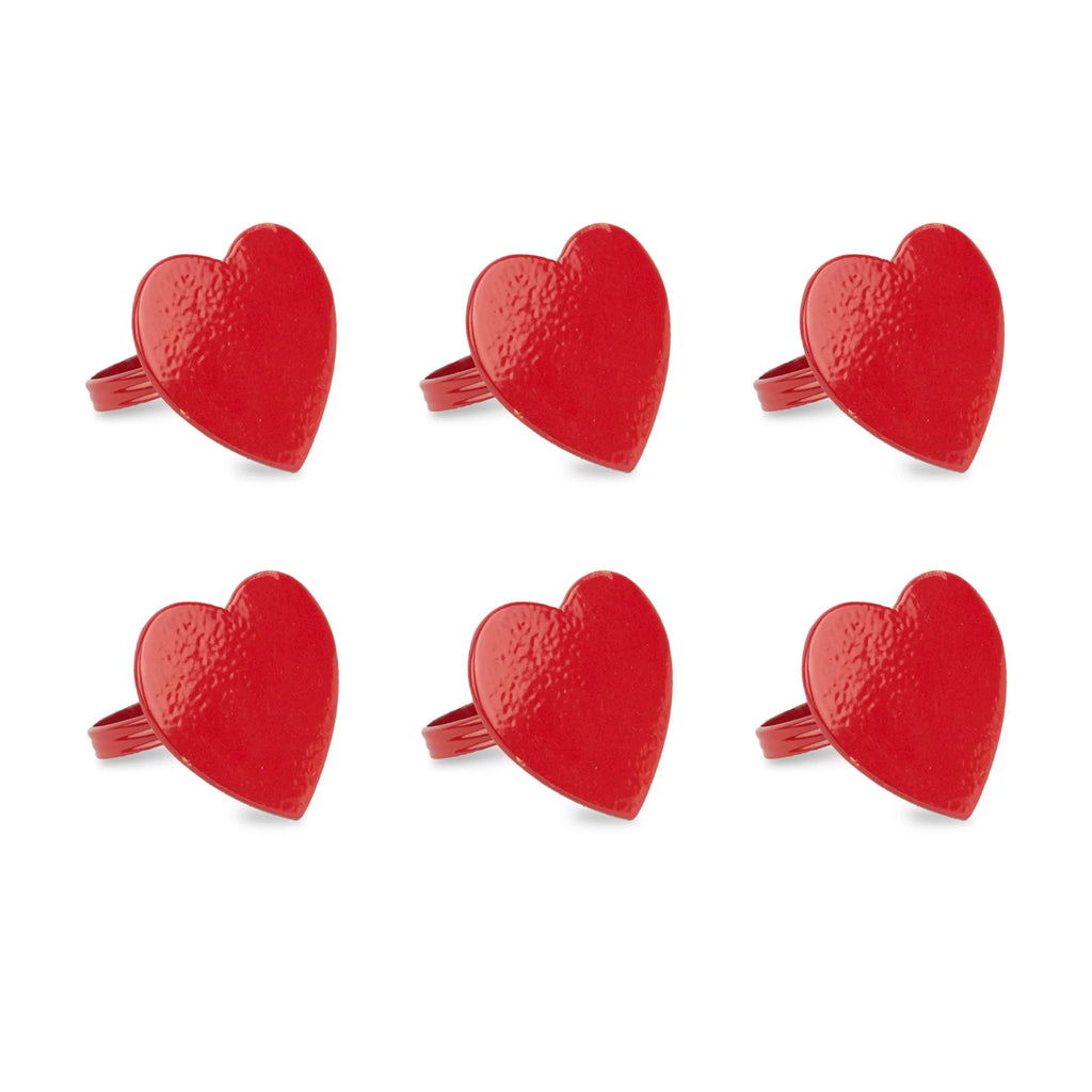 Set of 6 Red Heart Shaped Napkin Rings Y90960