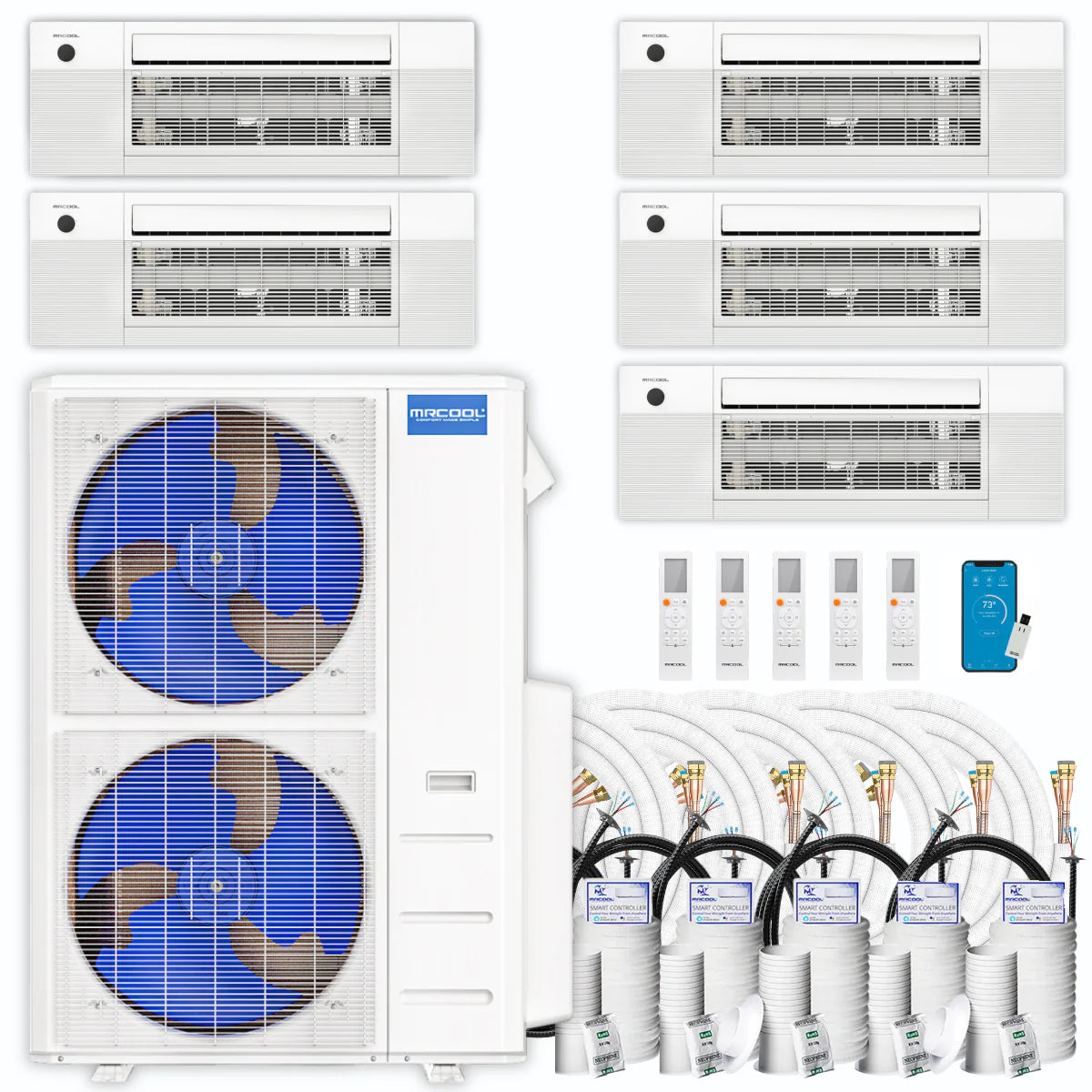 48,000 BTU 5 Zone Ceiling Cassette Ductless Air Conditioner and Heat Pump P8359