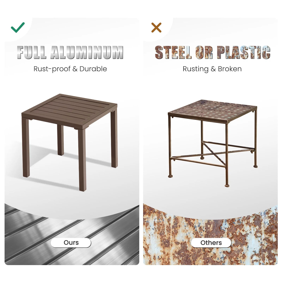 Brown Square Aluminum Bistro Table U41494