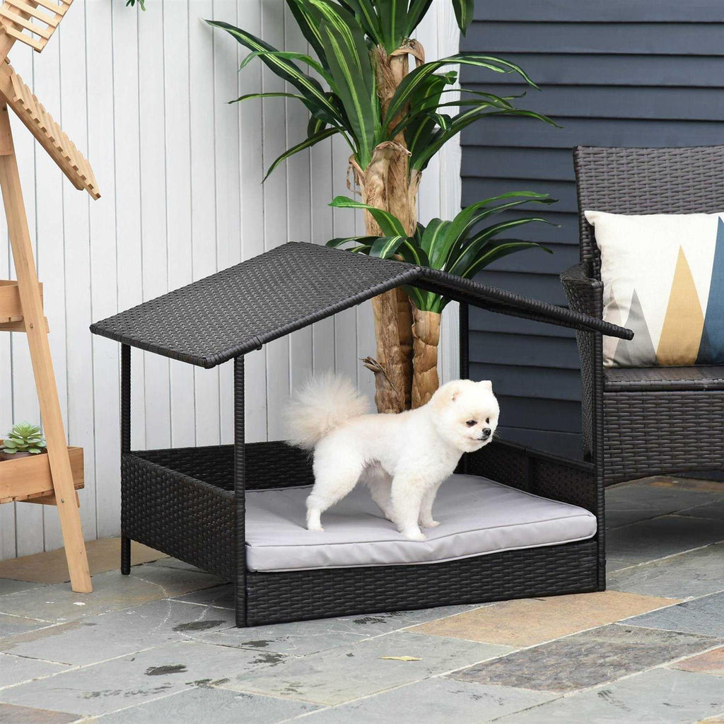 Wicker Elevated Dog House with Removable Cushion M2189