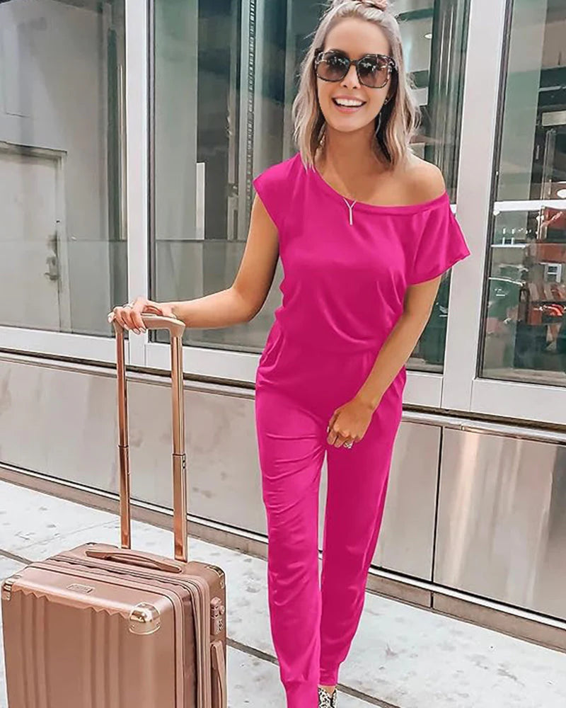 Off-Shoulder Short Sleeve Jumpsuit H92928