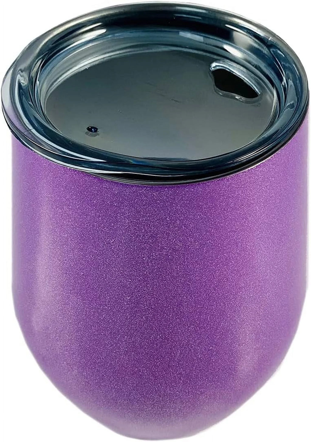 12 Oz Stemless Stainless Steel Wine With Lid Purple Glitter O17718