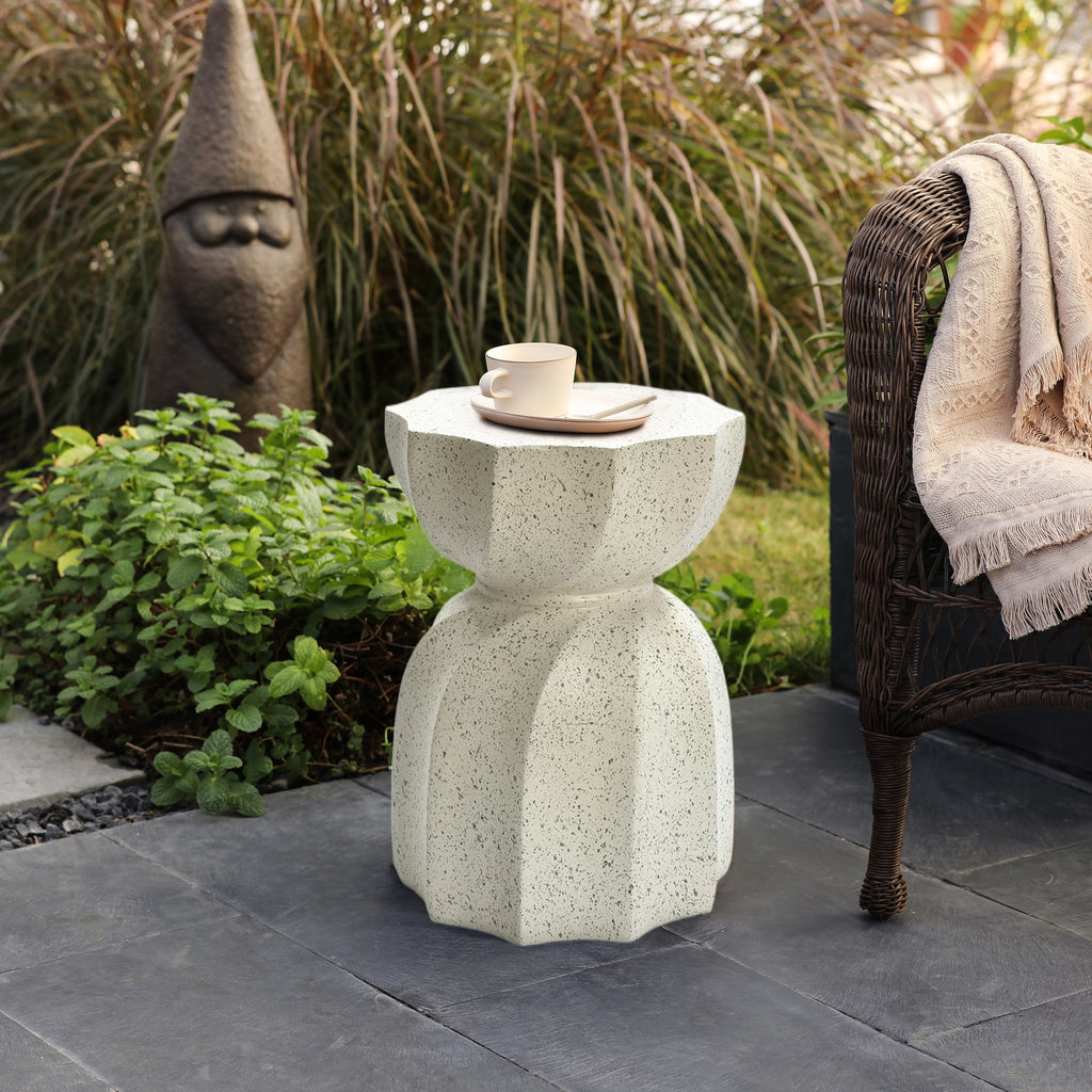 Off White Gray Cement Indoor Outdoor Side and End Table D8852