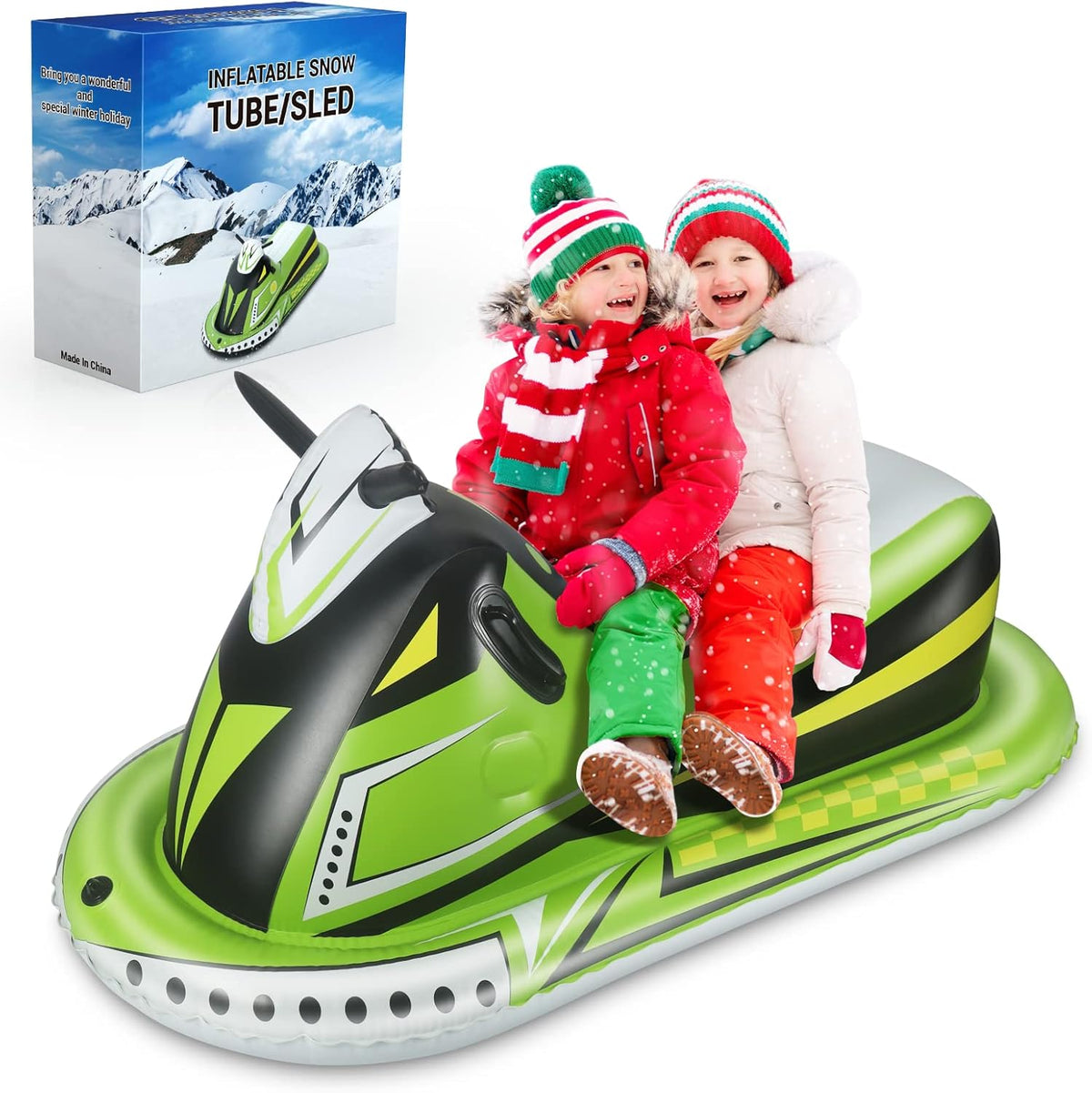 Heavy Duty Inflatable Snow Sled with Reinforced Handles and Drawstring B715745