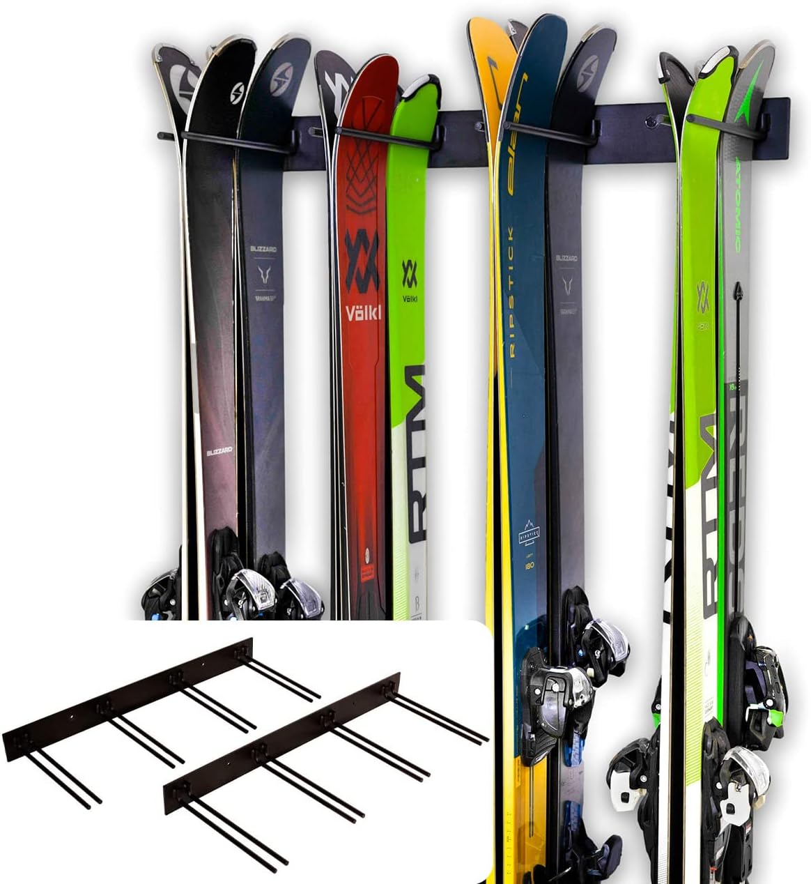 Ski Wall Storage Rack, Steel, Holds 8 Pairs, Pack of 2 L867693
