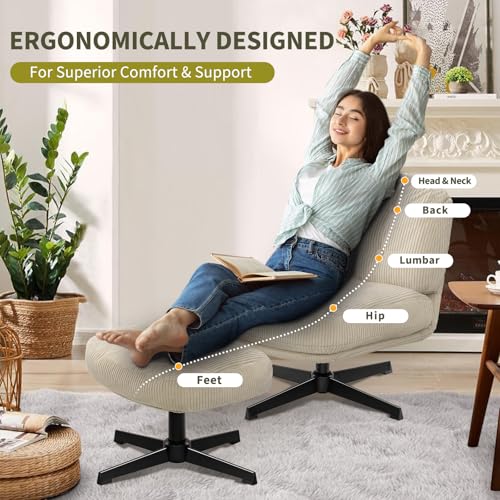 Dark Gray Swivel Accent Chair with Ottoman B272974