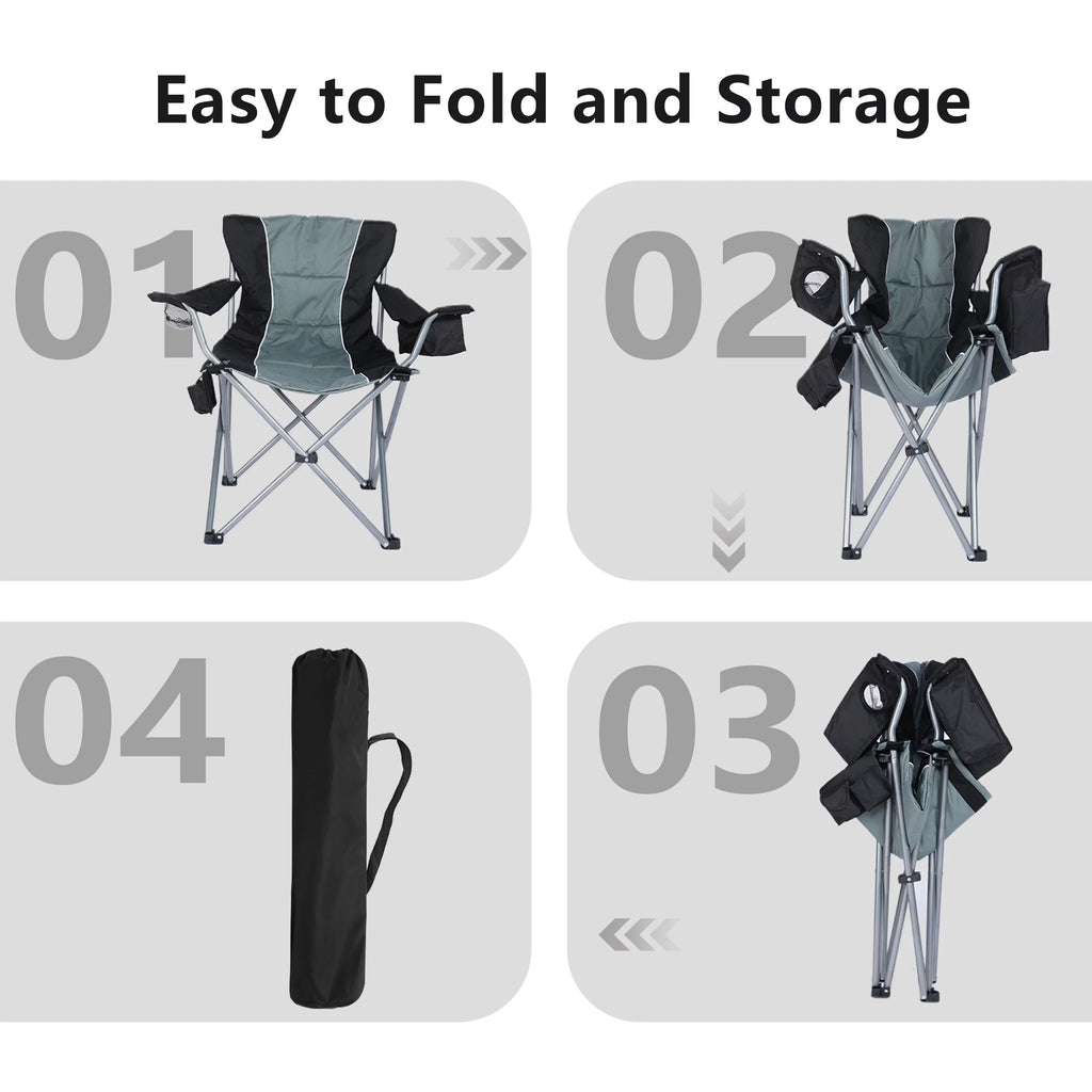 Oversized Folding Camping Chair with Cup Holder and Cooler Bag M427
