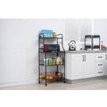 Black 4 Tier Rolling Microwave Cart with Storage L547