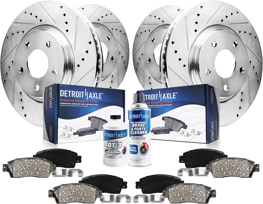 10pc Set Front and Rear Drilled & Slotted Brake Rotors and Pads for Ford Flex X70982