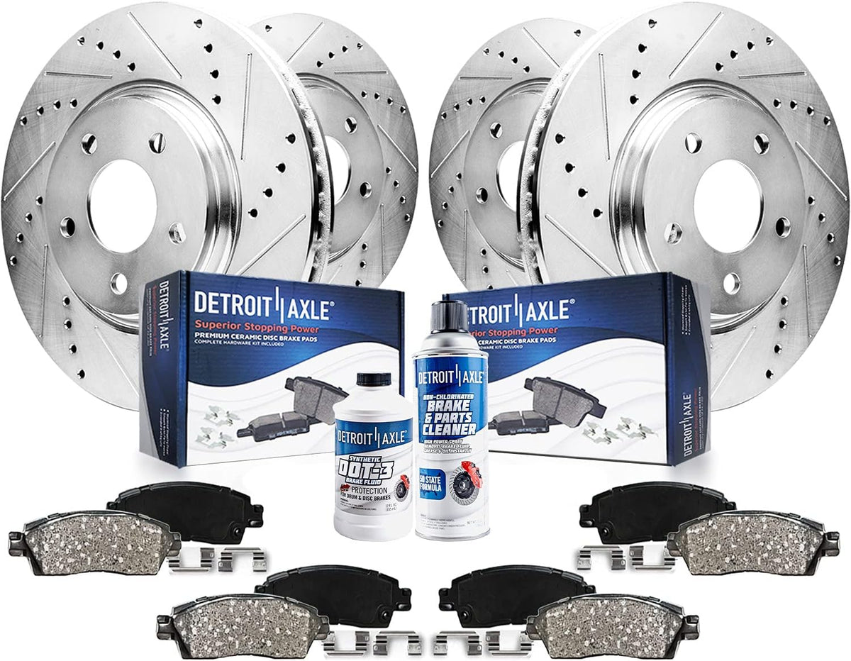 10pc Set Front and Rear Drilled & Slotted Brake Rotors and Pads for Ford Flex X70982
