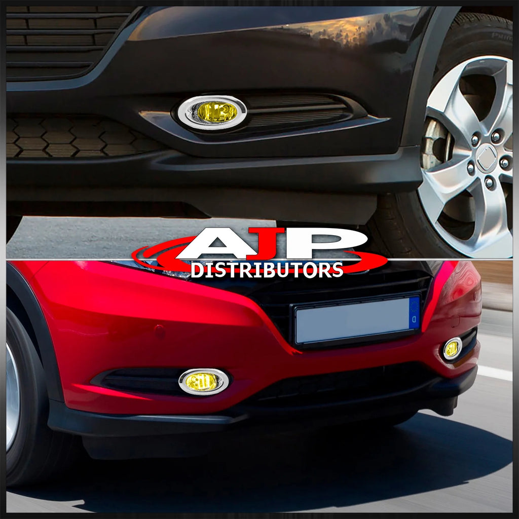 Chrome Front Bumper Fog Lights Assembly with Bulbs Switch Relay Wiring Harness Kit (Yellow Lens) V749544