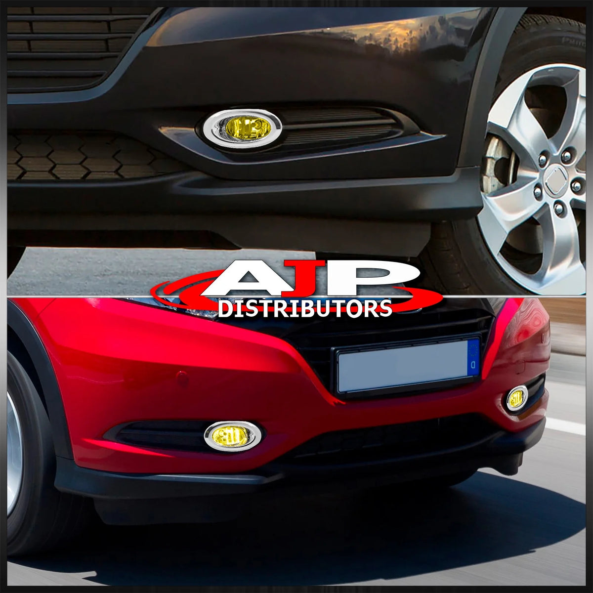 Chrome Front Bumper Fog Lights Assembly with Bulbs Switch Relay Wiring Harness Kit (Yellow Lens) V749544