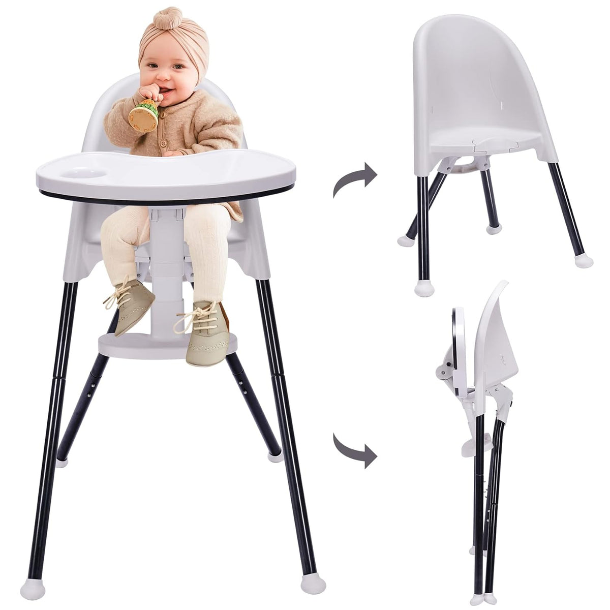 High Chair Folding with Detachable Double Tray Y45589