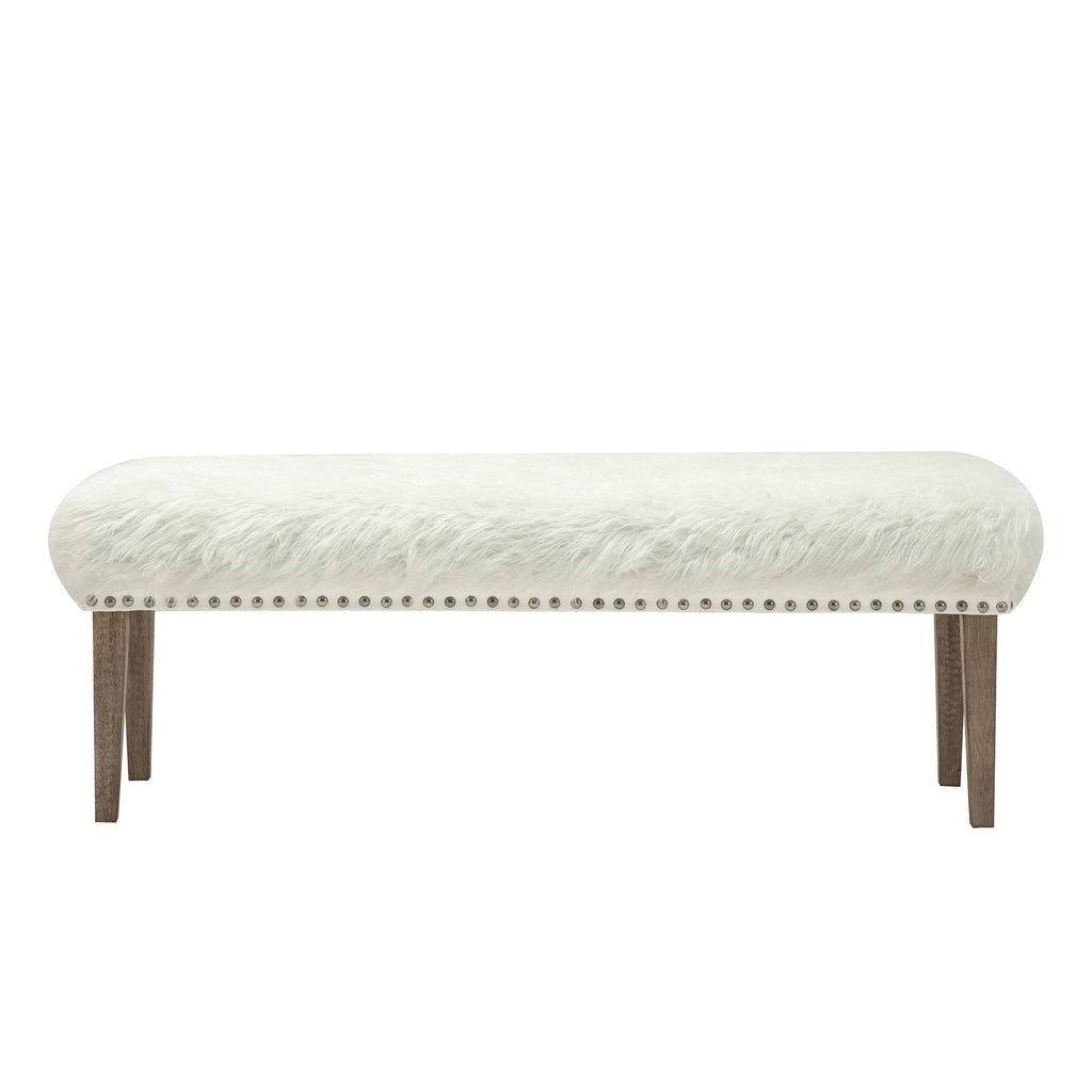 White Faux Leather Makeup Bench U8469