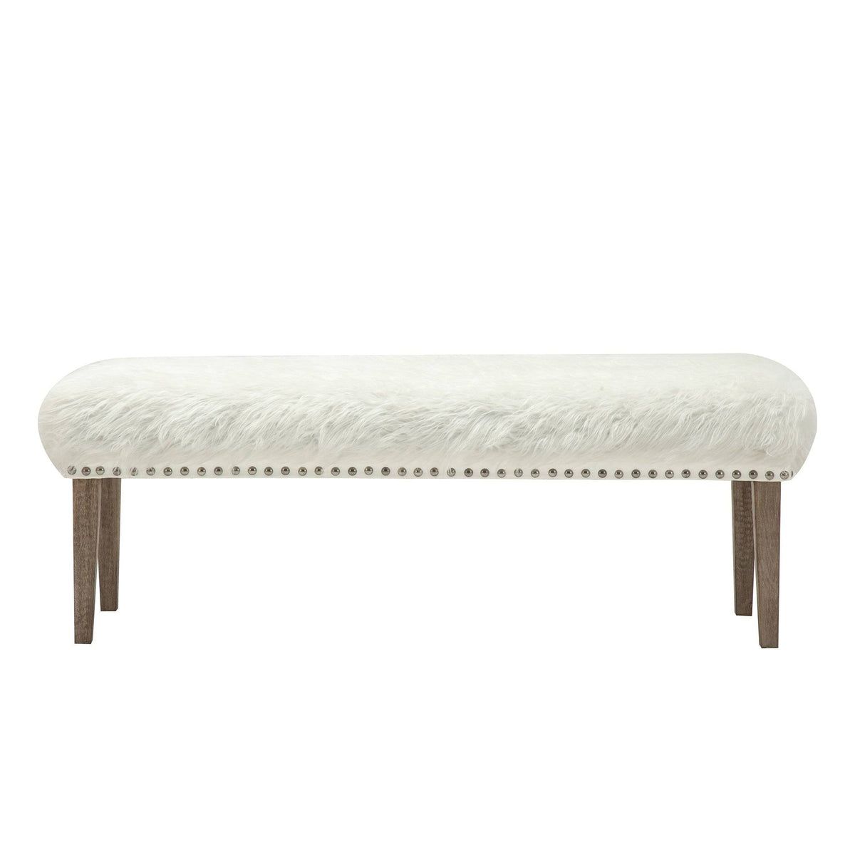 White Faux Leather Makeup Bench U8469