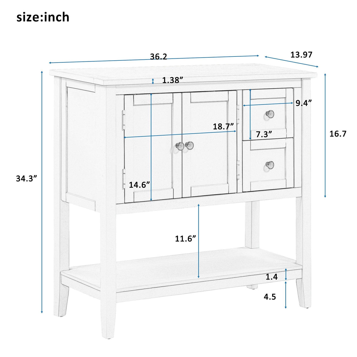 White Console Table with 2 Drawers C922