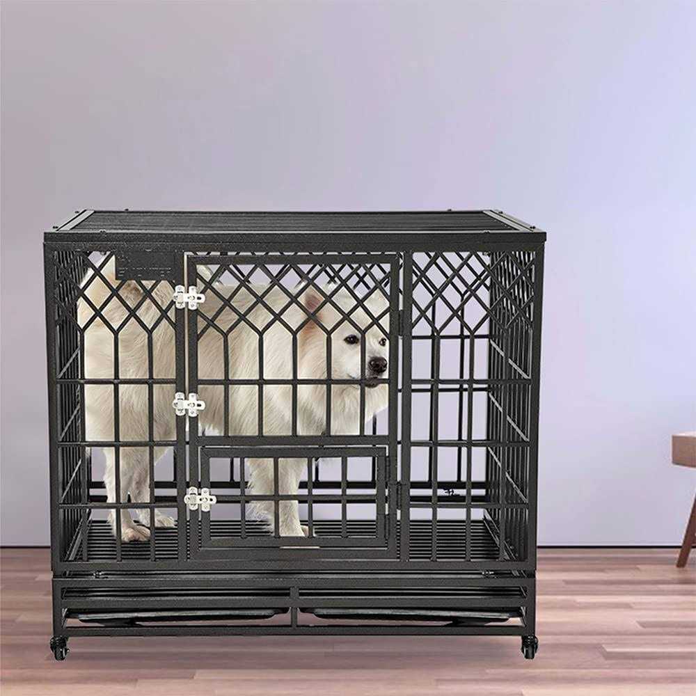 Heavy Duty Metal Dog Cage Pet Kennel Crate Playpen with Wheels T761716