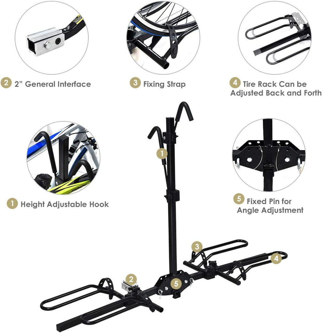 2-Bike Hitch Mount Rack Foldable Receiver L7381