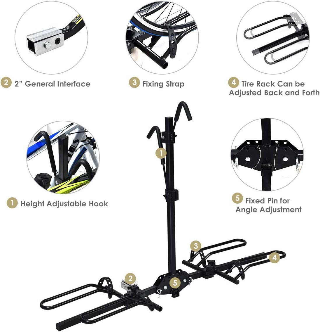 2-Bike Hitch Mount Rack Foldable Receiver L7381