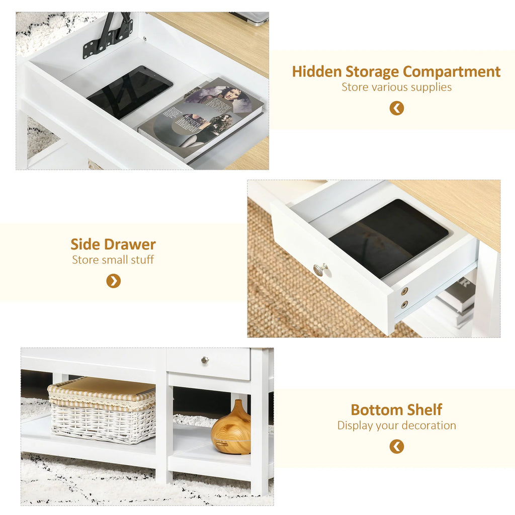 Oak Lift-up Coffee Table with Hidden Storage H56261