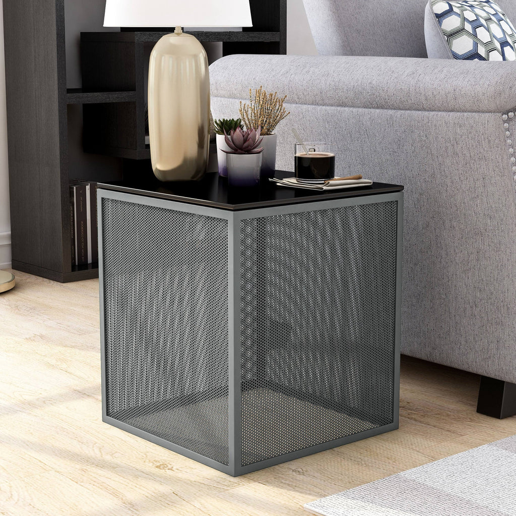 Gray Glass Top Side Table V301415