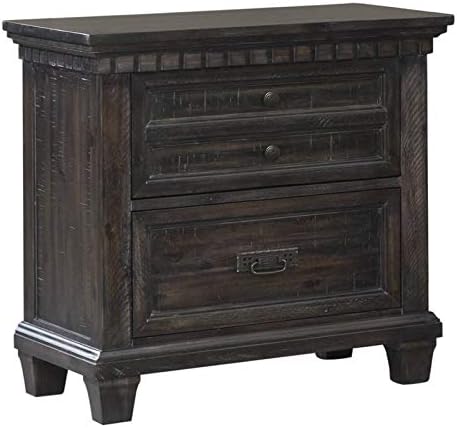 Solid Acasia Wood Nightstand in Smokey Gray Oak C4263