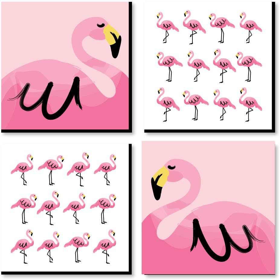 Pink Flamingo Kids Wall Art Set of 4 Prints L267497