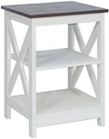 Modern Farmhouse Wood End Table with 3-Tier Vintage White Y205