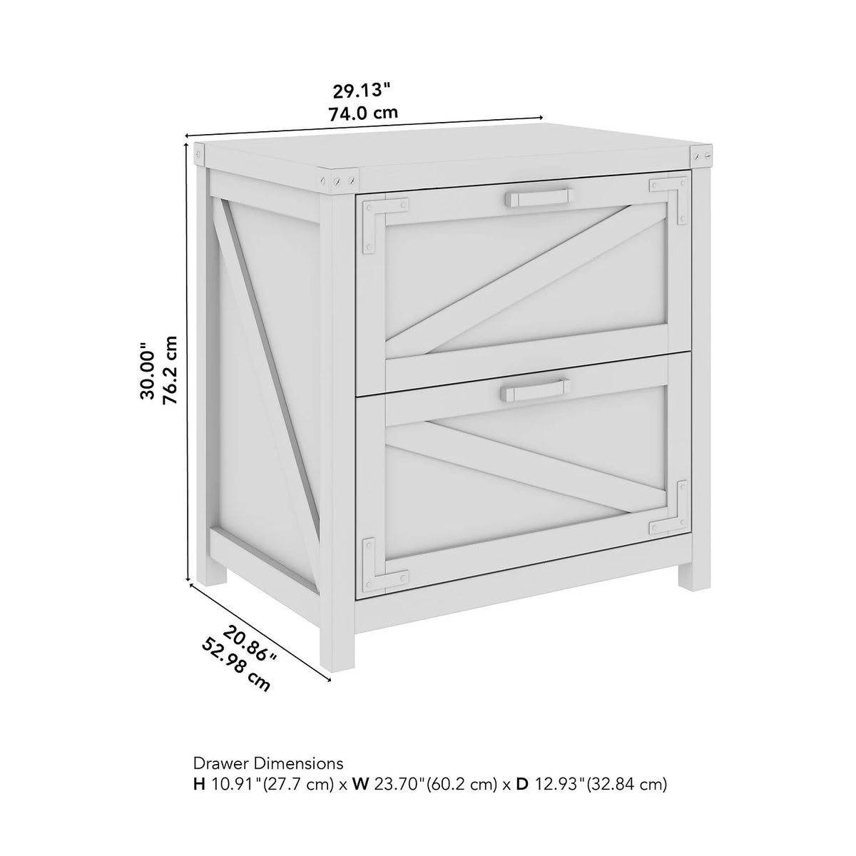 White 2 Drawer Lateral File Cabinet L2736