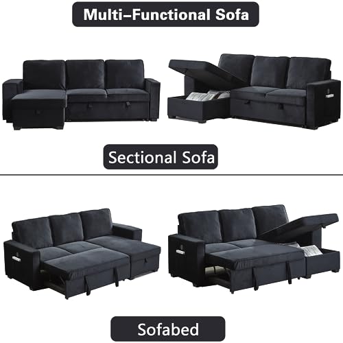 Brown Velvet L-Shaped Sectional Sofa with Storage Chaise A5928