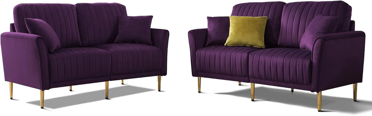 Purple Velvet Sofa and Loveseat Set N68478