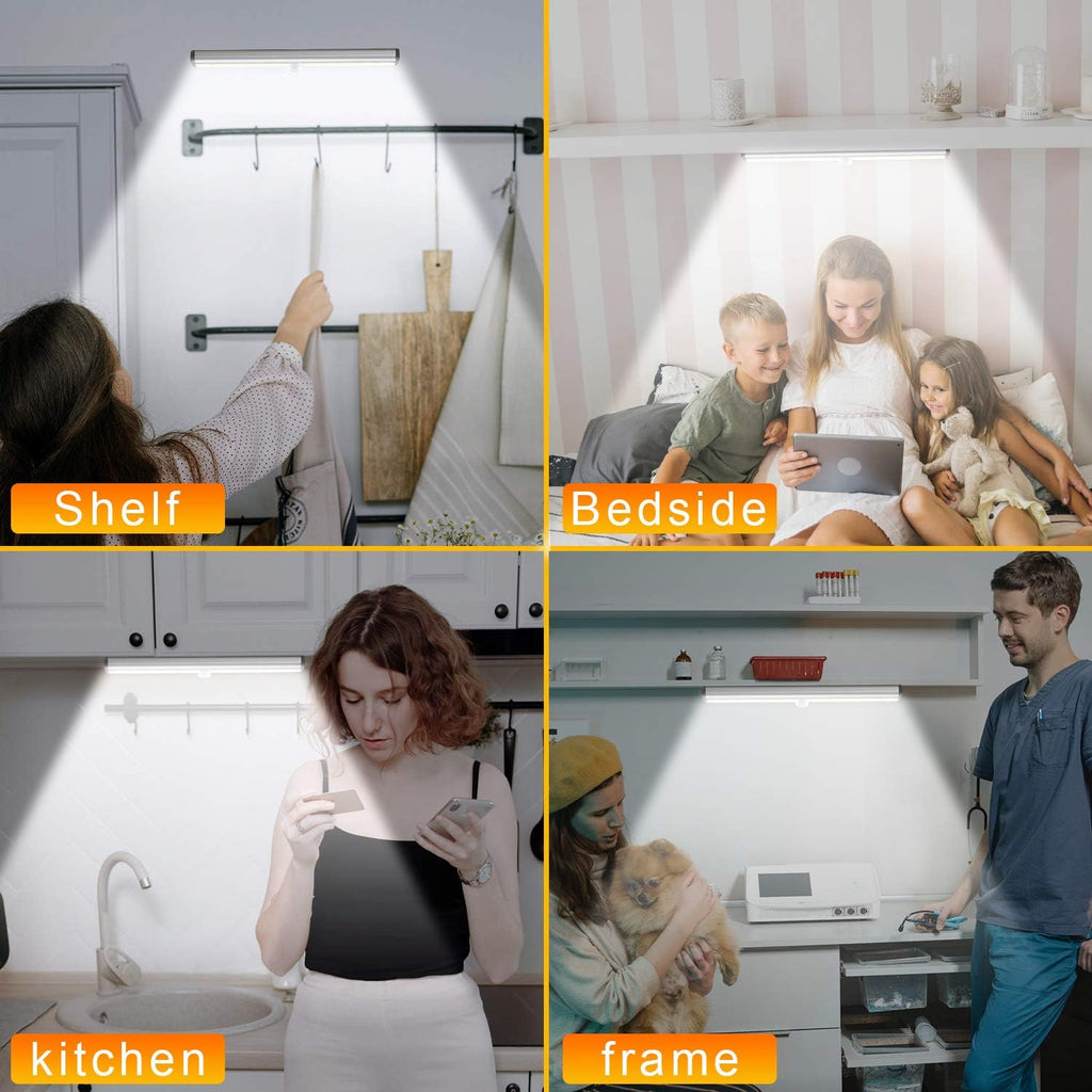Remote Control Under Cabinet Lighting 6 Pack Dimmable Rechargeable 3 Colors T126