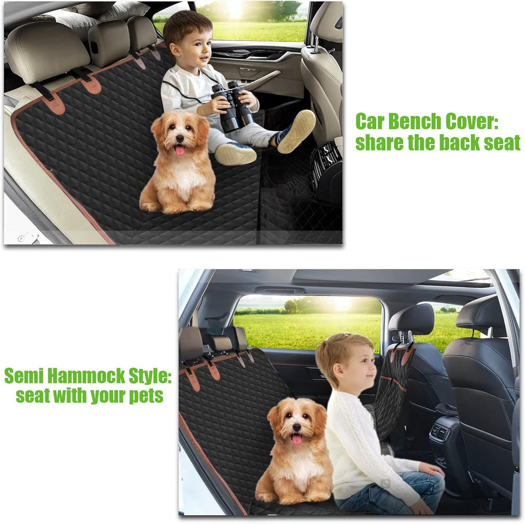 Waterproof Dog Car Seat Cover with Mesh Window and Storage Pockets S29040