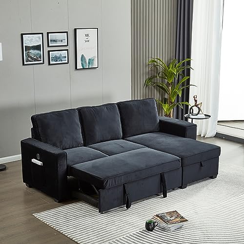Brown Velvet L-Shaped Sectional Sofa with Storage Chaise A5928