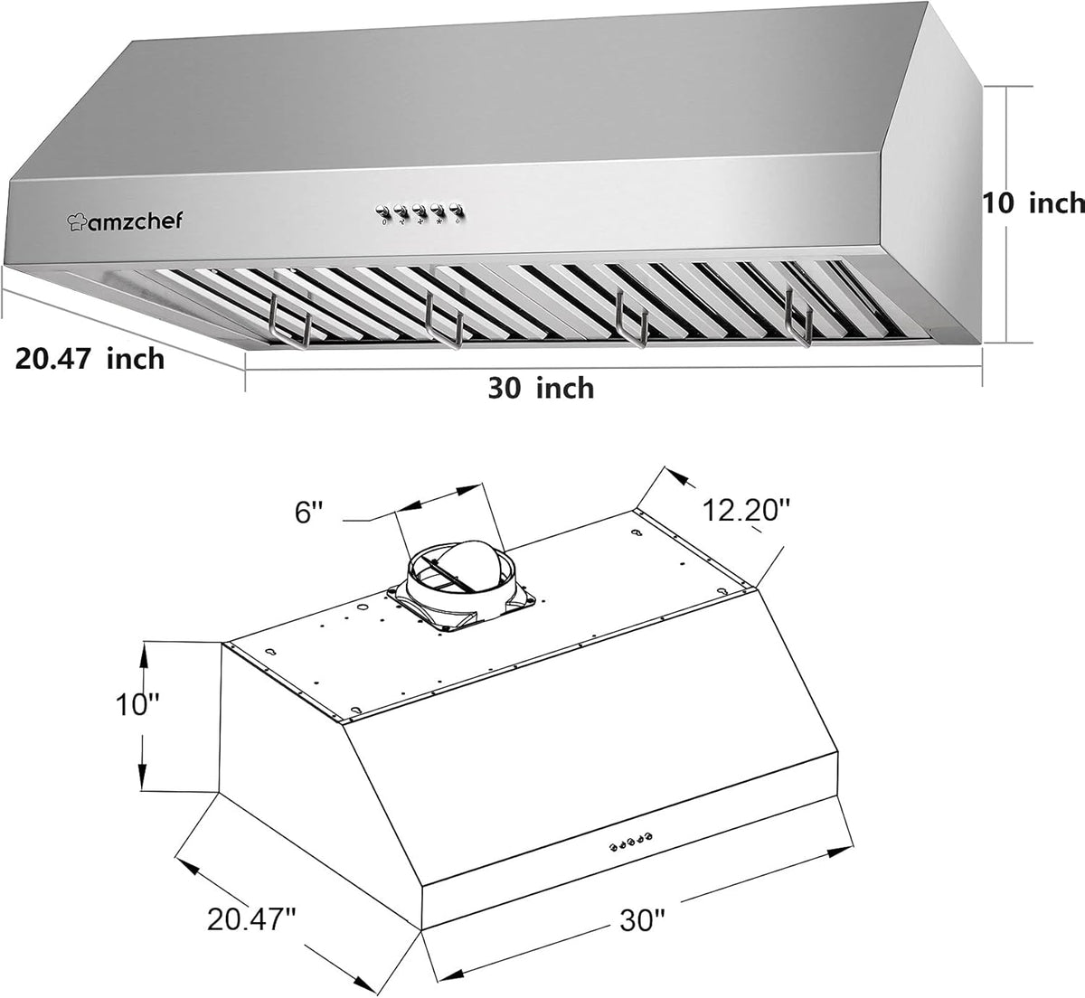 30 inch 700CFM Stainless Steel Under Cabinet Range Hood W13501