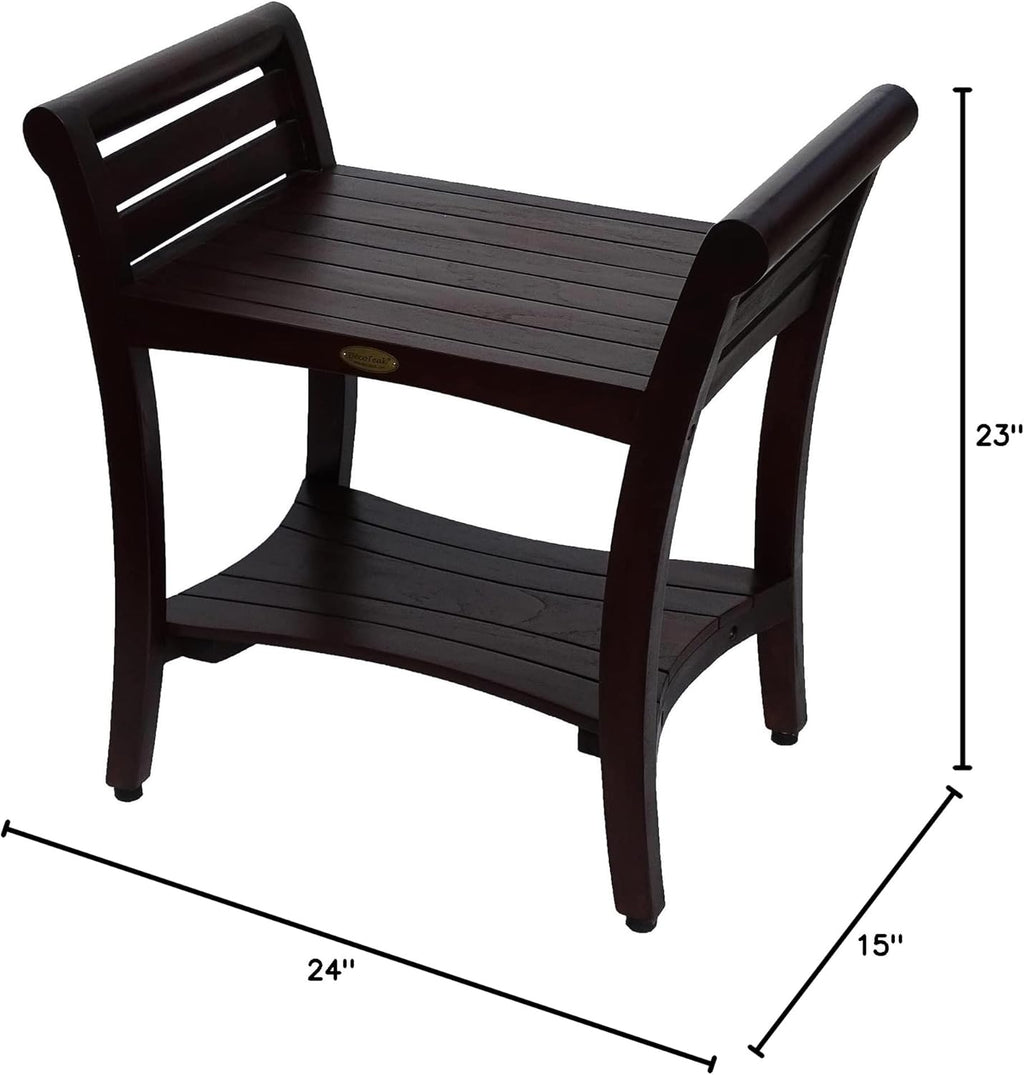 Teak Shower Bench 24 Inch Brown R760878