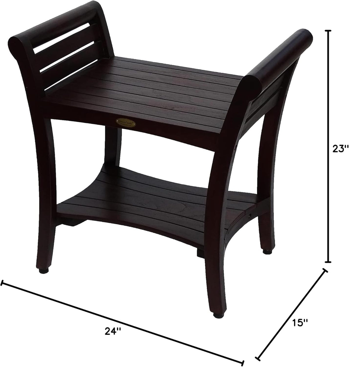 Teak Shower Bench 24 Inch Brown R760878
