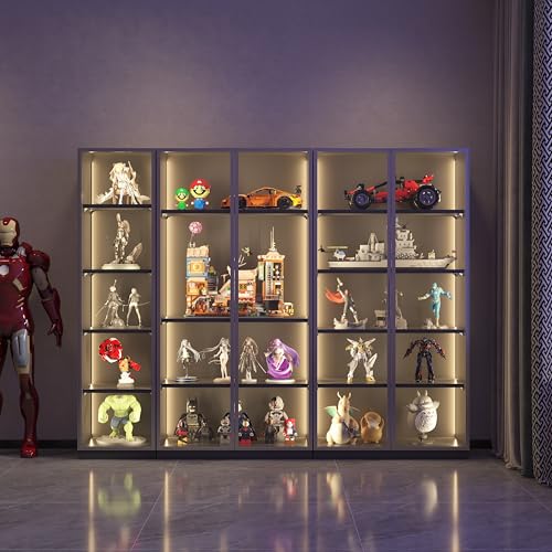 Glass Display Cabinet with Light Strips, 5 Shelves, Glass Doors V4110