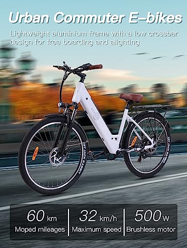 26" x 2.1 Fat Tire Electric Bicycle with 500w Motor 48V 10.4Ah Removable Lithium Battery F919
