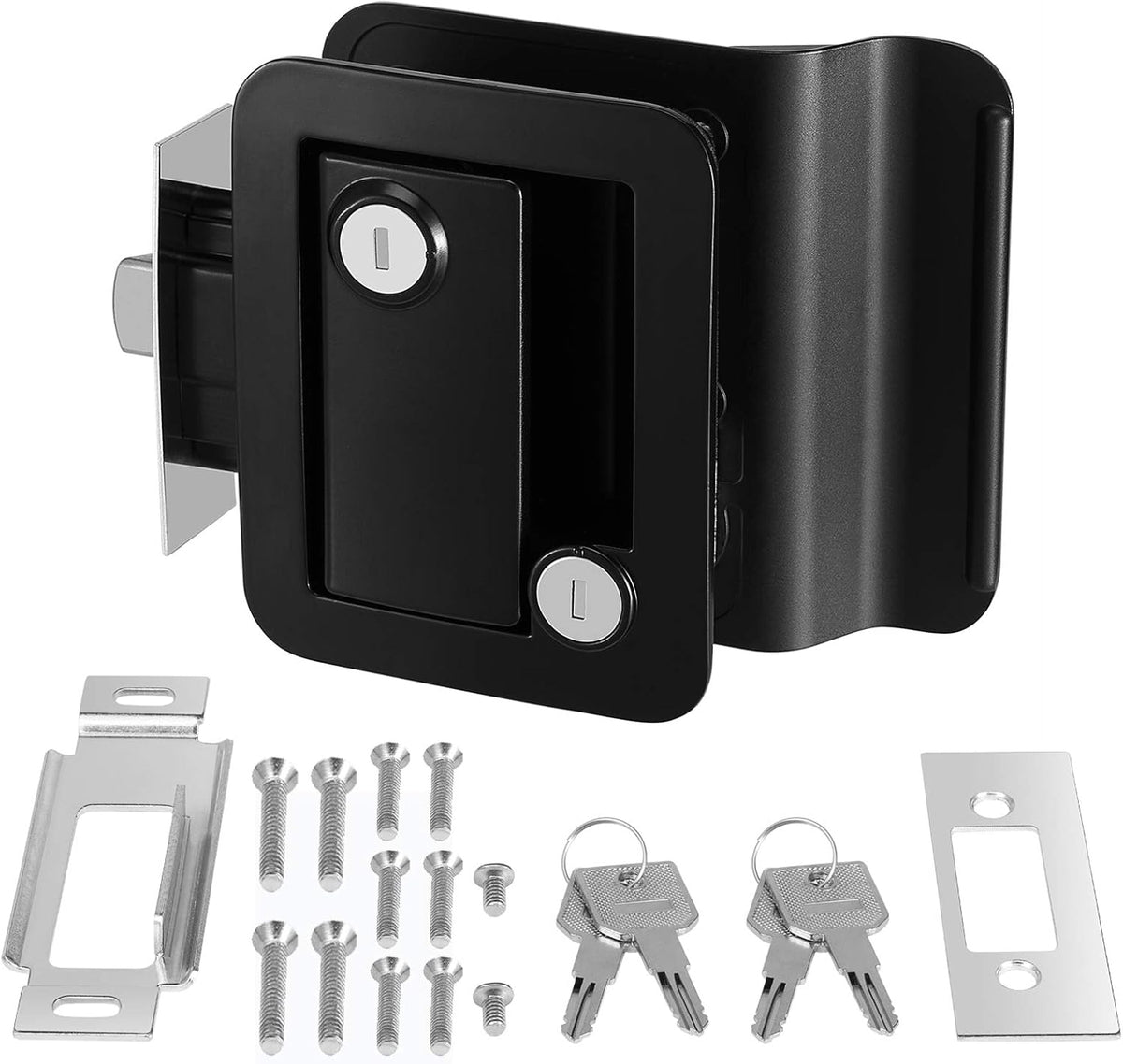 Black RV Entry Door Lock with Keys Pack of 2 H7551
