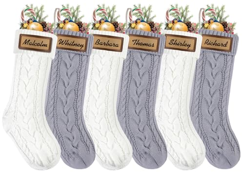 6 Pack 18in Large Knitted Christmas Stocking Set U42935